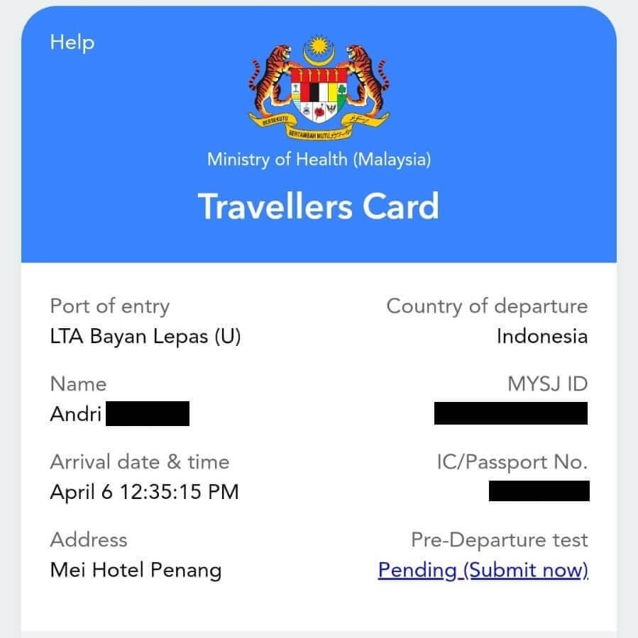 Contoh Traveller Card